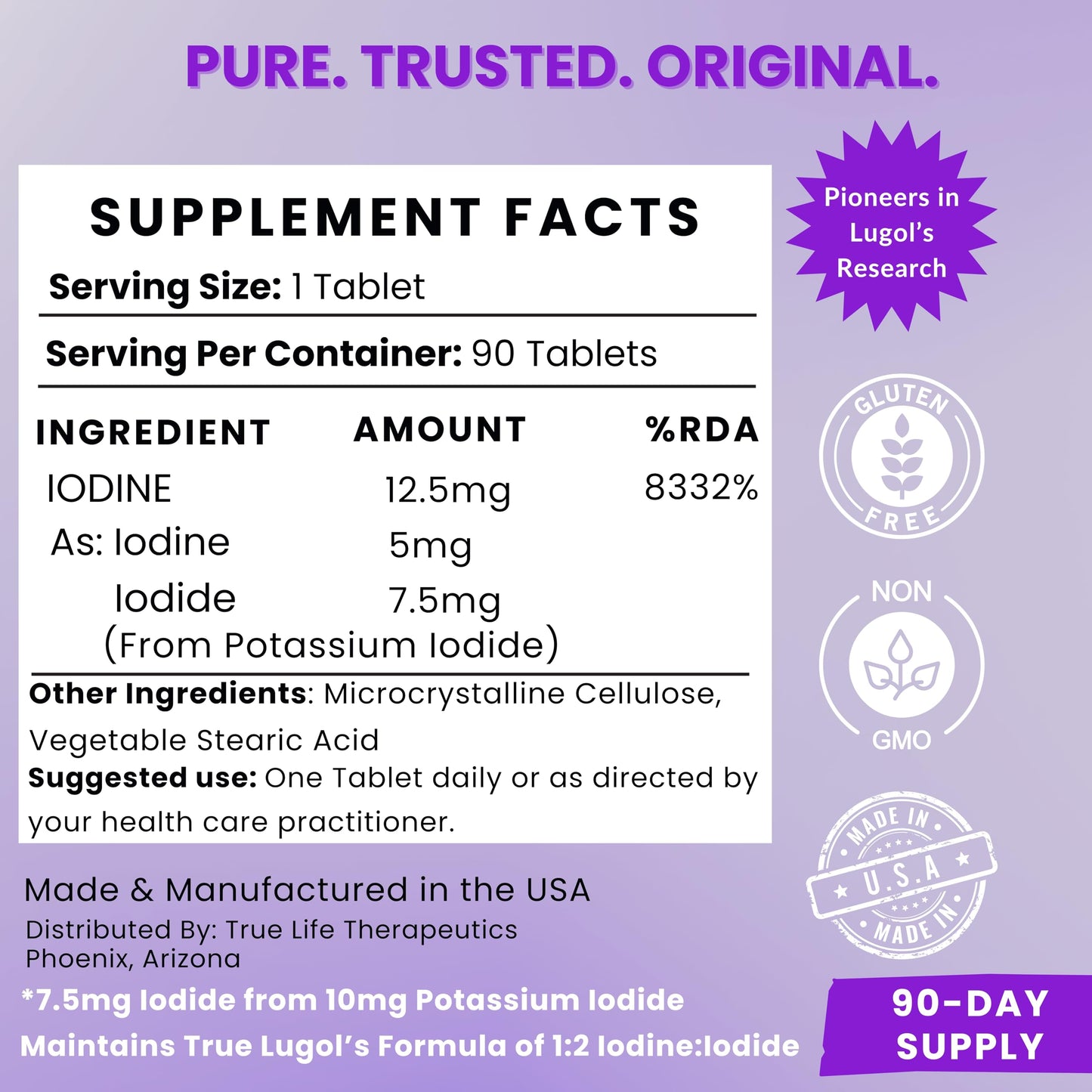 Lugol's Iodine Tablets 12.5mg - 90 Count